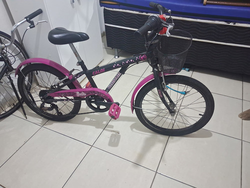 Bicicleta Barbie Menina Preta Com Rosa Aro 20 Com Cestinha