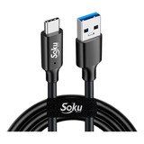 Soku Cable Usb 3.2 A Tipo C Carga P 3a 60w Datos 10gbps 1.8m Color Negro