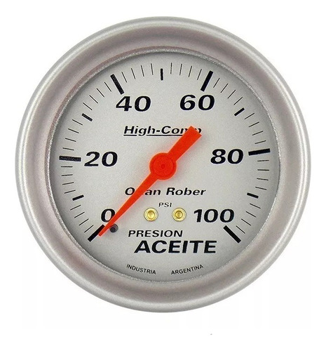 Reloj Manómetro Presión Aceite Orlan Rober Racing 52mm Plata