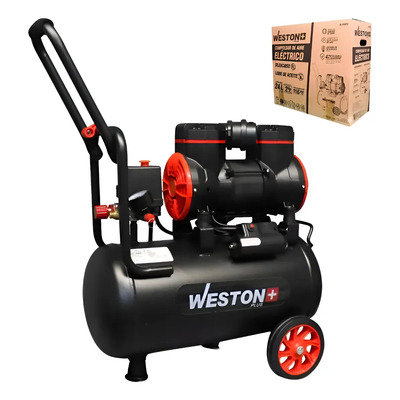 Compresor De Aire Silencioso Libre De Aceite 24 Lts 2hp Negro 60 Hz Monofásica