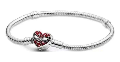 Pulsera Broche Corazón Máscara Spider-man De Plata Ley 925