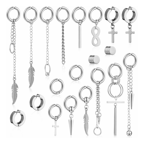 20 Piezas Aretes Falsos Piercing Hombre Mujer Arracadas Set