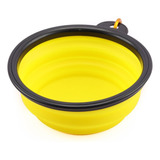 Plato Comedero Bebedero Plegable Portatil Perro O Gato 350ml Color Amarillo