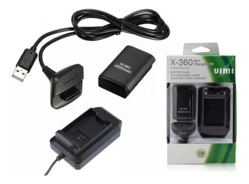 Vimi Kit Bateria Cargador Cable Compatible Con Xbox 360 Base