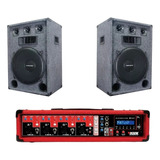 Combo Cabezal Amplificador Usb Bluetooth + 2 Bafles De 15