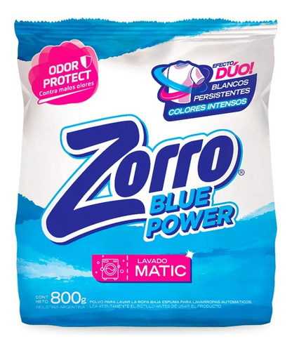 Jabón En Polvo Matic Efecto Duo Zorro Blue Power 800g