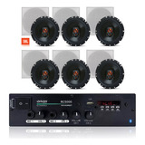 Kit 6 Arandelas Quadrada Jbl + Receiver Som Ambiente Rc5000