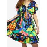 Vestido Curto Elegante Verão Estampado Soltinho Midi Fresco