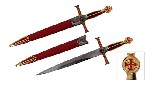Espada Medieval Ordem Templaria 54cm Cruzadas Aço