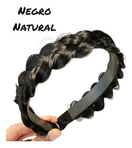 Diadema Trenzada De Cabello Sintético Apariencia Natural 