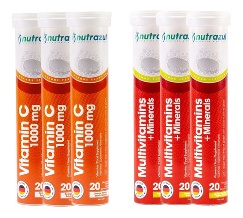   3 Vitaminas C 1000 Mg +3 Multivitamínicos Nutrazul Pack 6 