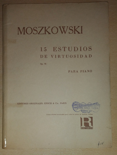 Partitura 15 Estudios De Virtuosidad Op 72 Para Piano 1968