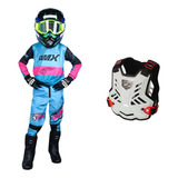 Conjunto Motocross Infantil Race Rosa + Colete Amx