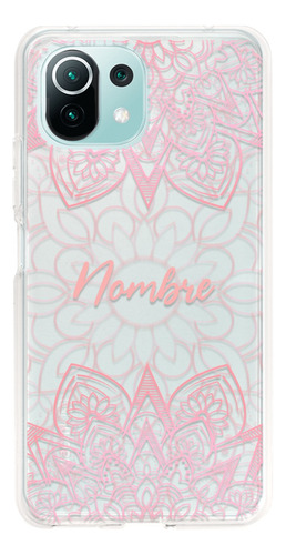 Funda Para Xiaomi Mandala Rosa Personalizada Tu Nombre