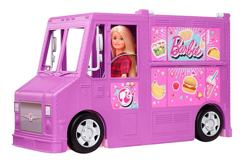 Barbie Vehiculo Food Truck C/30 Acc 46 Cm Int Gmw07 Mattel Color Violeta