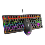 Kit Teclado Mouse Mecânico Abnt2 Gamer Rgb Switch Blue Be-k1