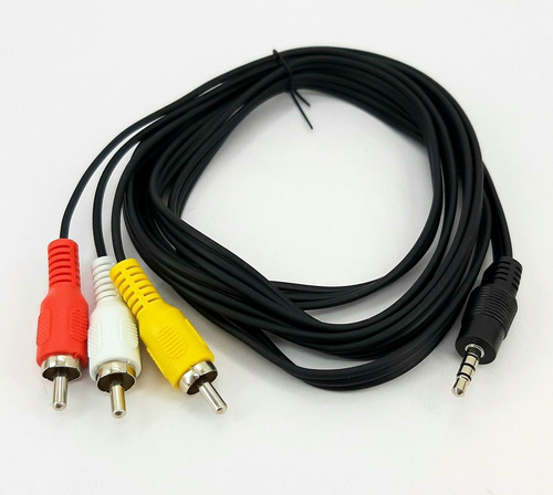 Cable De Audio Video 3 Rca Macho A Mini Plug 3,5mm Calidad Color Negro