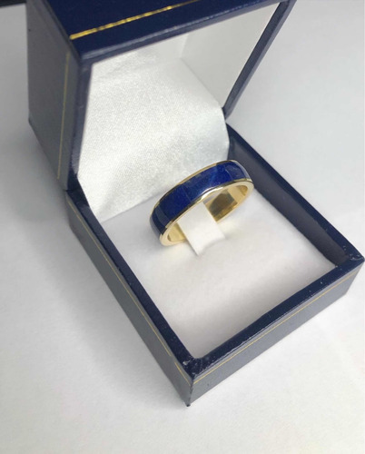 Anillo De Oro 18k Con Piedra Lapislázuli