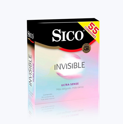 55 Pzas Condones Sico Invisible Ultra Sense Msi