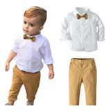 Traje Casual Niños, Pantalón. Camisa, Moño, Bebés Y Niño