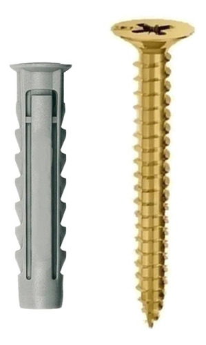 Tarugo Ladrillo Hueco 6 + Tornillo 4 X 35 Mm X 100 Unidades 