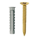 Tarugo Ladrillo Hueco 6 + Tornillo 4 X 35 Mm X 100 Unidades 