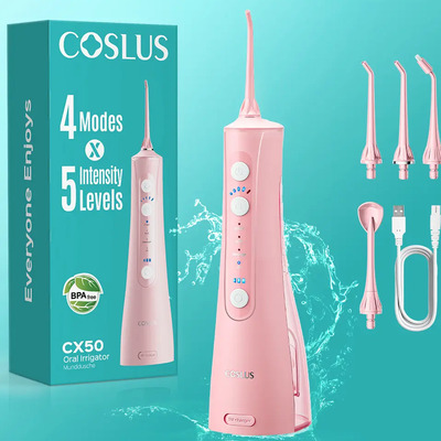 COSLUS CX50 Irrigador Bucal, Irrigador Dental, Limpiador Bucal -4 boquillas,4 modos,5 niveles, 20 modos ajustables, temporizador y modo Jet (control preciso: mantener\u002Fsoltar) Oral Care irrigador oral | Envío gratis