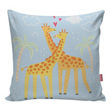 Capa De Almofada Decorativa Girafa Animal Amor Casal Ani23