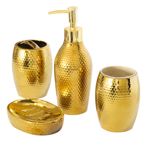 Accesorios Para Baños Color Oro/gold Texturizado Ceramica