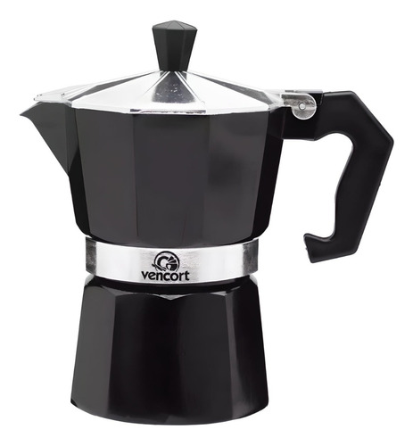 Cafetera Italiana Moka Espresso Aluminio 3 Tazas Negra