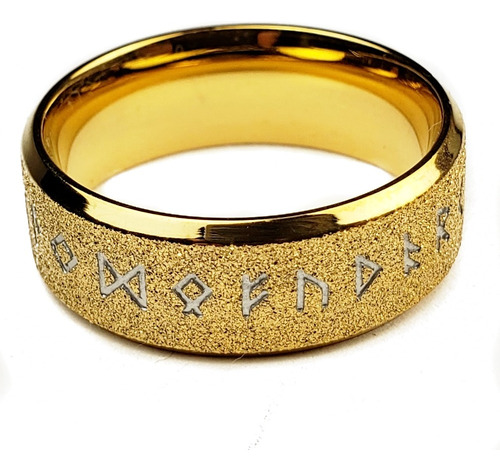 Anillo Amuleto Runas Dorado De Lujo Protección Acero Inoxida | MercadoLibre