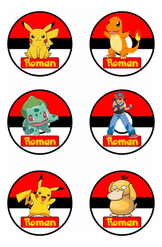 Etiquetas Personalizadas Para Imprimir De Pokemon 7cm*7cm