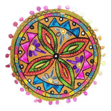 Capa De Almofada Redonda Bordada Mandala Indiana Arte Boho