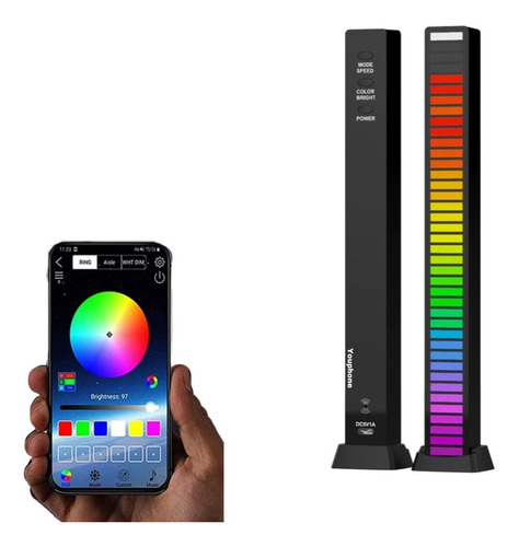 Luz Led Audioritmico Barra Rgb Auto Tik Tok Gamer Deco App