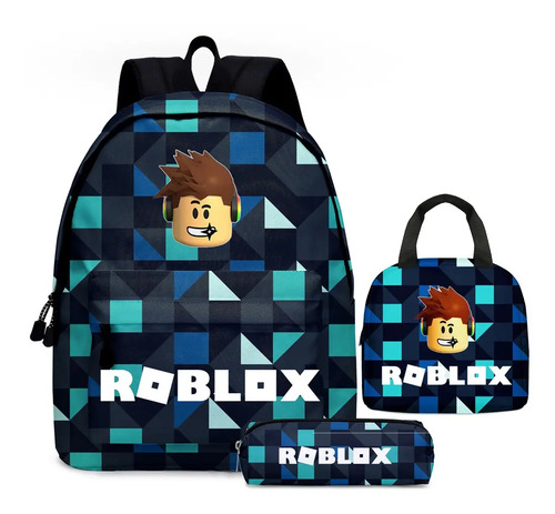 Kit De Mochila Roblox 2022 De 3 Piezas+bolsa De Lápiz+lonche