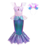 Disfraz De Princesa Ariel Sirenita Para Niñas Vestido Fiesta Cumpleaños Carnaval De Rol De Halloween