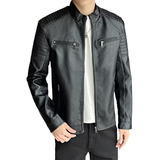 Chamarra De Hombre  Piel Slim Fit Moda Biker