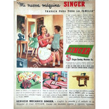 Cartel Vintage Antiguo De Maquinas De Coser Singer 1946 /243