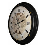 Reloj Pared Grande Clásico 75 Cm Deco Hogar Mapa Vintage