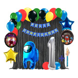 Kit Globos Compatible Con Fiesta Temática Among Us Azul