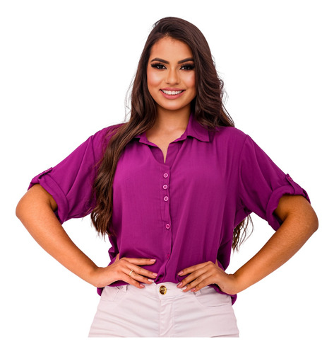 Camisa Feminina Chemise Social Moda Evangelica Lisas Premium