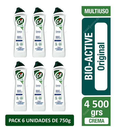 Cif Crema Limpiador Con Micropartículas  750ml Pack 6 Unidad