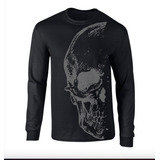 Playera Calavera Road Manga Larga Para Biker