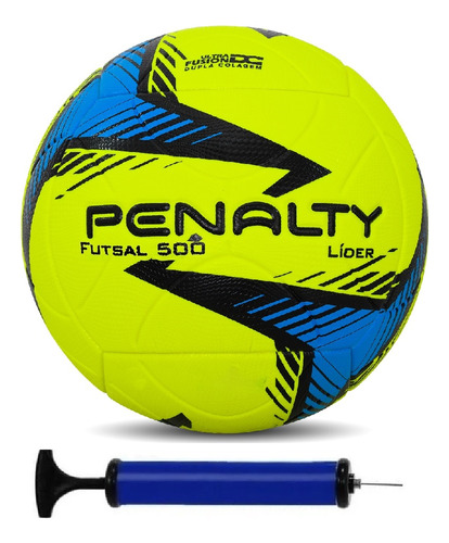 Bola Futsal Penalty Lider Ultra Fusion + Bomba De Ar Cor Amarelo/azul/preto