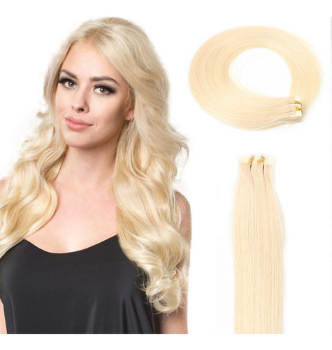 Correas De Pelo Rubio Claro Cabello Humano 45cm 20 Piezas