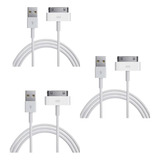 Kit 3 Cabos Carregador Usb 30pinos 2m P/iphone4 4s iPad iPod