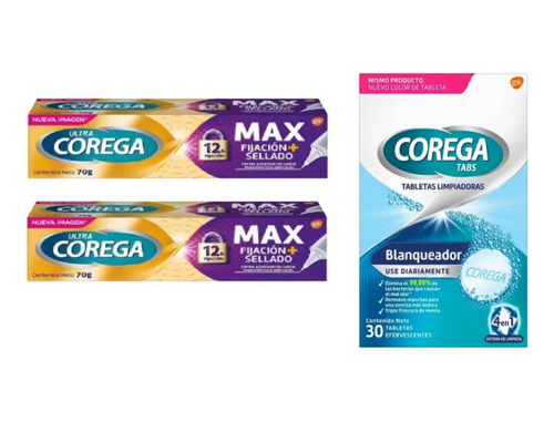 Corega Variedades 70g Pack 2 Unidades + Tableta Limpiadora