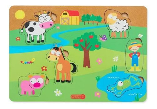 Juego Infantil Didáctico Encastre Simple De Madera Animales