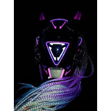 Casco Cyberpunk Mask Con Trenzas Moradas Que Ilumina Techwea