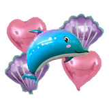 Set Globos Metalizados Delfin Kawaii Ostras 5pzs